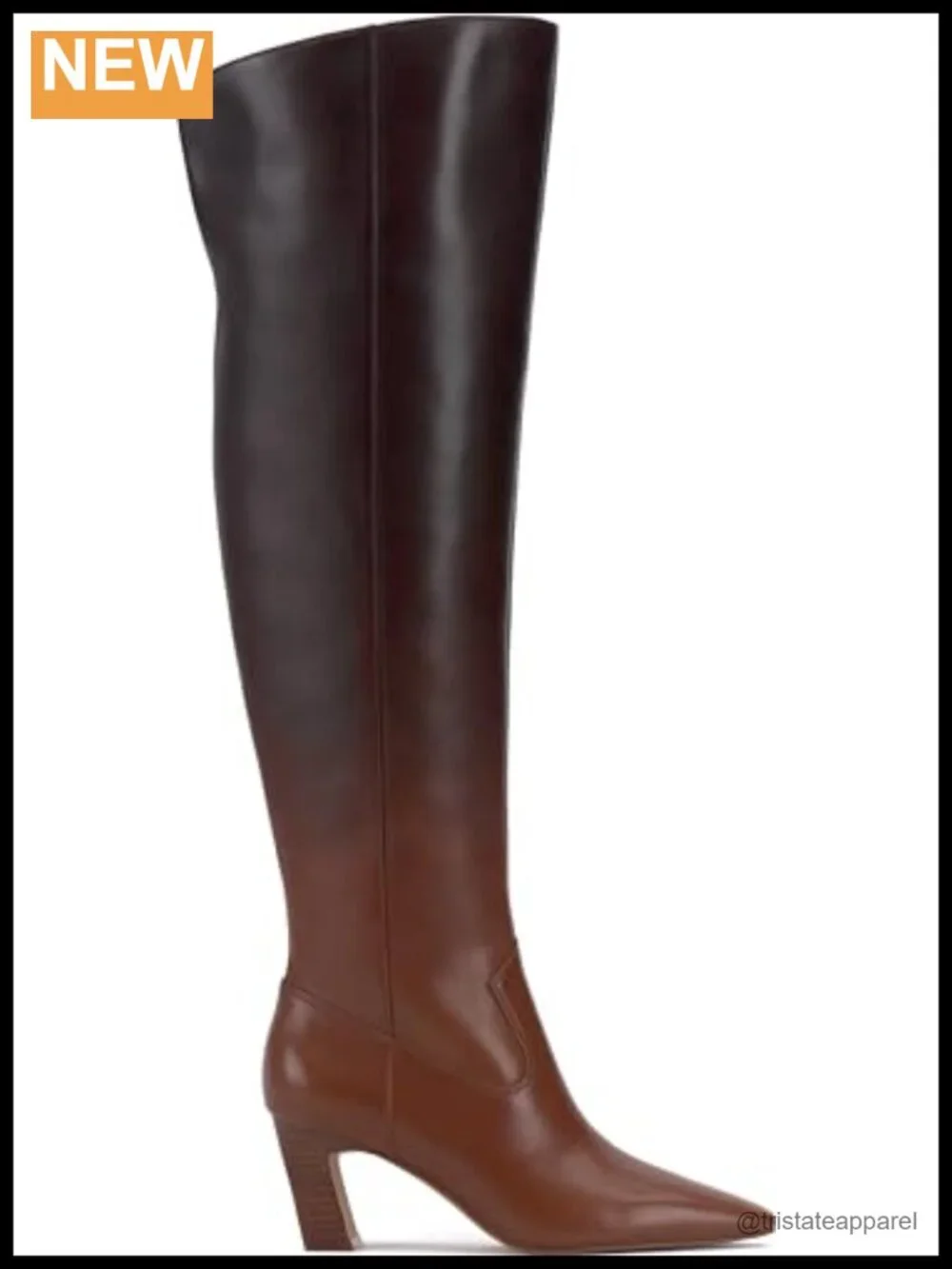 Women's Over-the-Knee Stacked Heel Leather Boots with Zip